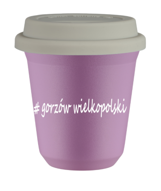 Kubek 150 ml LILIOWY Gorzów Wielkopolski z pokrywką biala