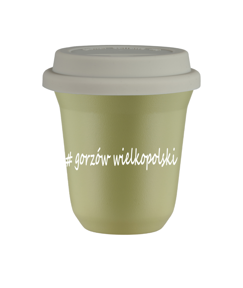 Kubek 240 ml PISTACJOWY Gorzów Wielkopolski z pokrywką biala kubek termiczny na kawe | 75,00 zł