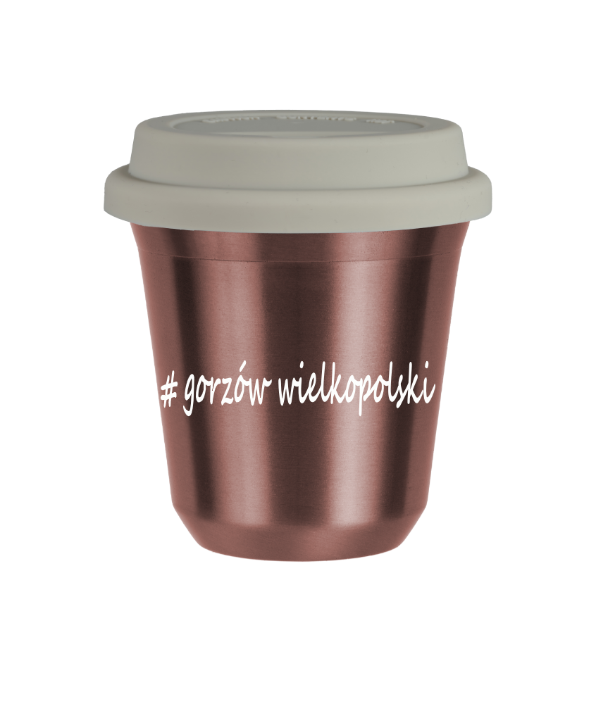 Kubek 80 ml RÓŻOWE ZŁOTO Gorzów Wielkopolski z pokrywką biala kubek termiczny na kawe | 70,00 zł Kubek 80 ml RÓŻOWE ZŁOTO Gorzów Wielkopolski z pokrywką biala kubek termiczny na kawe | 70,00 zł