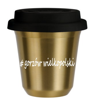 Kubek 80 ml ZŁOTY Gorzów Wielkopolski z pokrywką czarna