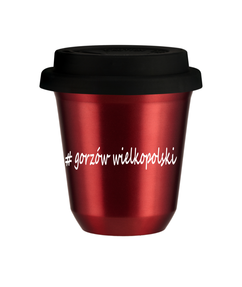 Kubek 80 ml CZERWONY METALIC Gorzów Wielkopolski z pokrywką czarna kubek termiczny na kawe | 70,00 zł Kubek 80 ml CZERWONY METALIC Gorzów Wielkopolski z pokrywką czarna kubek termiczny na kawe | 70,00 zł
