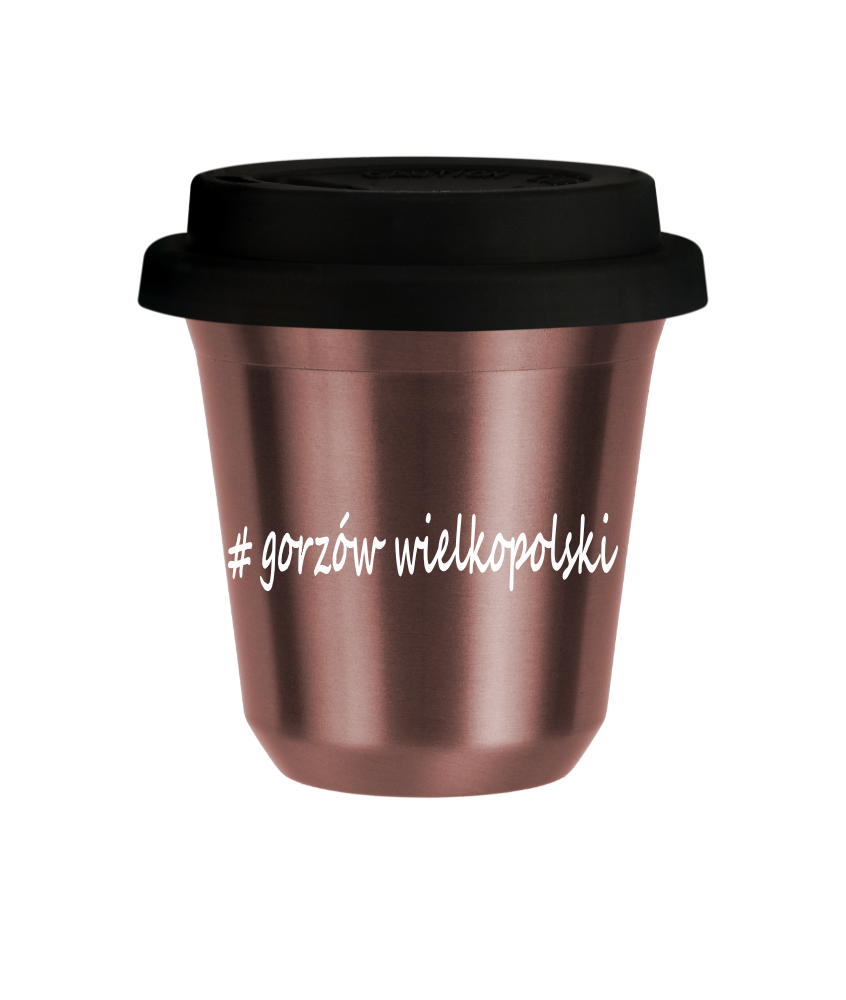 Kubek 80 ml RÓŻOWE ZŁOTO Gorzów Wielkopolski z pokrywką czarna kubek termiczny na kawe | 70,00 zł Kubek 80 ml RÓŻOWE ZŁOTO Gorzów Wielkopolski z pokrywką czarna kubek termiczny na kawe | 70,00 zł