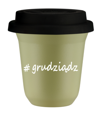 Kubek 80 ml PISTACJOWY Grudziądz z pokrywką czarna