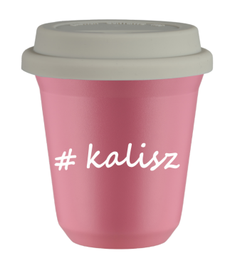 Kubek 80 ml RÓŻOWY Kalisz z pokrywką biala