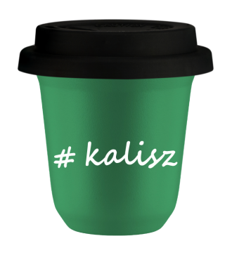 Kubek 150 ml ZIELONY Kalisz z pokrywką czarna