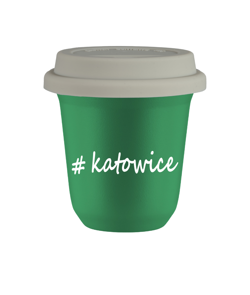Kubek 240 ml ZIELONY Katowice z pokrywką biala kubek termiczny na kawe | 75,00 zł Kubek 240 ml ZIELONY Katowice z pokrywką biala kubek termiczny na kawe | 75,00 zł