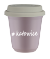 Kubek 150 ml LAWENDOWY Katowice z pokrywką biala kubek termiczny na kawe | 70,00 zł