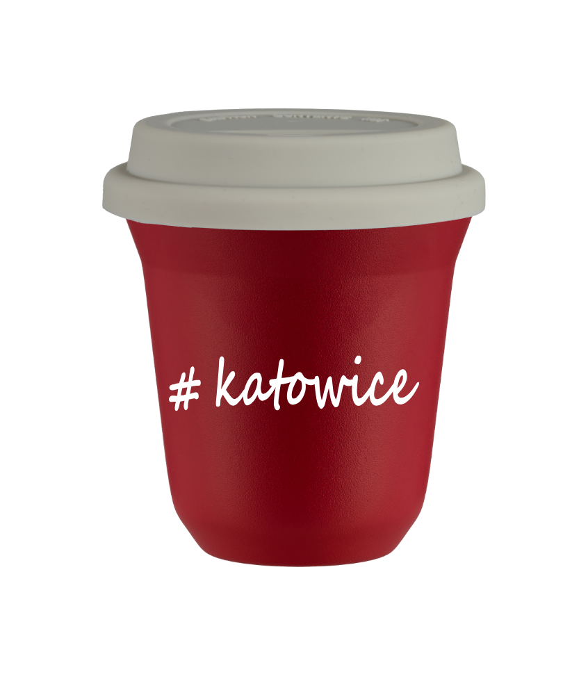 Kubek 80 ml CZERWONY Katowice z pokrywką biala kubek termiczny na kawe | 70,00 zł Kubek 80 ml CZERWONY Katowice z pokrywką biala kubek termiczny na kawe | 70,00 zł