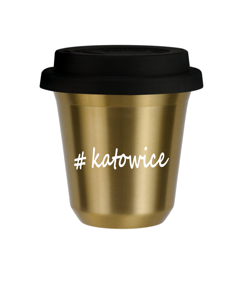 Kubek 240 ml ZŁOTY Katowice z pokrywką czarna kubek termiczny na kawe | 75,00 zł Kubek 240 ml ZŁOTY Katowice z pokrywką czarna kubek termiczny na kawe | 75,00 zł
