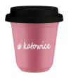 Kubek 240 ml RÓŻOWY Katowice z pokrywką czarna kubek termiczny na kawe | 75,00 zł