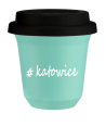 Kubek 240 ml TURKUSOWY Katowice z pokrywką czarna kubek termiczny na kawe | 75,00 zł