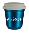 Kubek 150 ml NIEBIESKI METALIC Kielce z pokrywką biala kubek termiczny na kawe | 70,00 zł