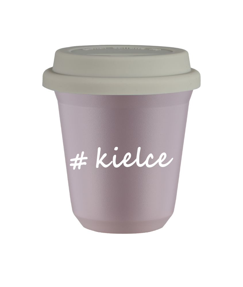 Kubek 150 ml LAWENDOWY Kielce z pokrywką biala kubek termiczny na kawe | 70,00 zł