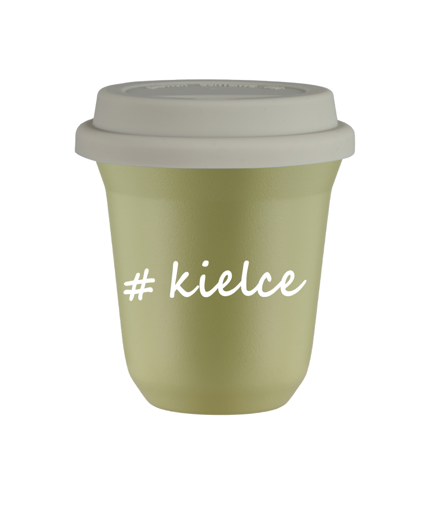 Kubek 240 ml PISTACJOWY Kielce z pokrywką biala kubek termiczny na kawe | 75,00 zł