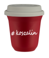 Kubek 150 ml CZERWONY Koszalin z pokrywką biala kubek termiczny na kawe | 70,00 zł