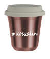 Kubek 240 ml RÓŻOWE ZŁOTO Koszalin z pokrywką biala kubek termiczny na kawe | 75,00 zł