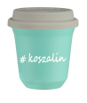 Kubek 150 ml TURKUSOWY Koszalin z pokrywką biala kubek termiczny na kawe | 70,00 zł