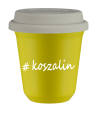 Kubek 240 ml ŻÓŁTY Koszalin z pokrywką biala kubek termiczny na kawe | 75,00 zł