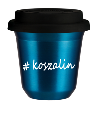 Kubek 240 ml NIEBIESKI METALIC Koszalin z pokrywką czarna