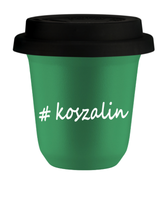 Kubek 240 ml ZIELONY Koszalin z pokrywką czarna