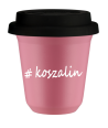Kubek 240 ml RÓŻOWY Koszalin z pokrywką czarna kubek termiczny na kawe | 75,00 zł