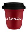 Kubek 240 ml CZERWONY Koszalin z pokrywką czarna kubek termiczny na kawe | 75,00 zł