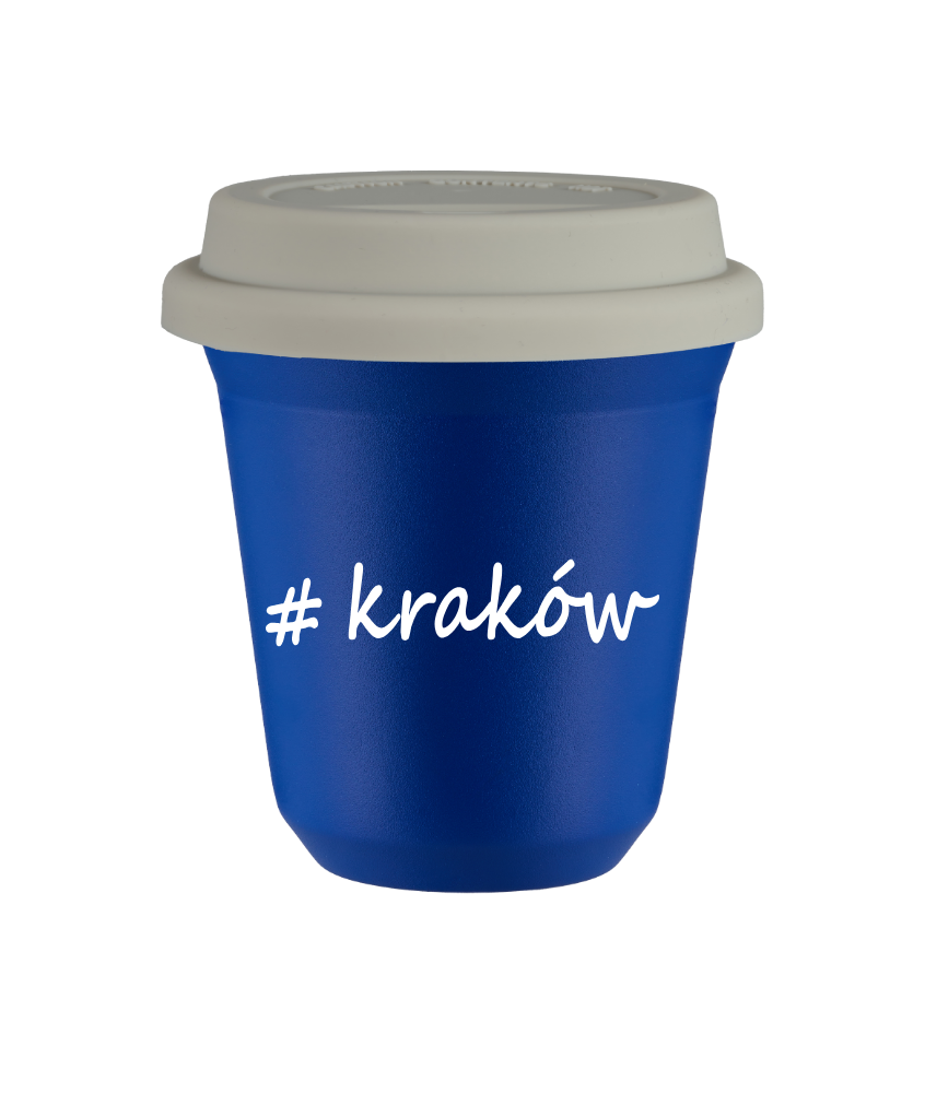 Kubek 150 ml NIEBIESKI Kraków z pokrywką biala kubek termiczny na kawe | 70,00 zł Kubek 150 ml NIEBIESKI Kraków z pokrywką biala kubek termiczny na kawe | 70,00 zł