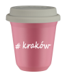 Kubek 150 ml RÓŻOWY Kraków z pokrywką biala kubek termiczny na kawe | 70,00 zł