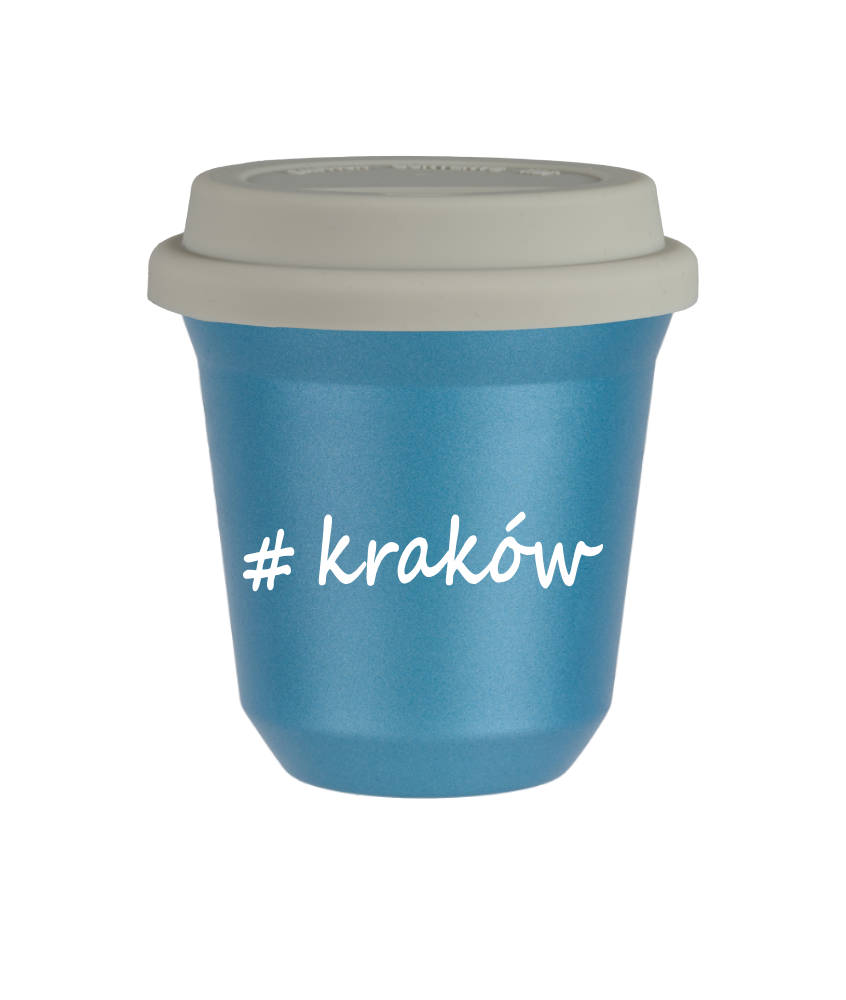 Kubek 150 ml BŁĘKITNY METALIC Kraków z pokrywką biala kubek termiczny na kawe | 70,00 zł Kubek 150 ml BŁĘKITNY METALIC Kraków z pokrywką biala kubek termiczny na kawe | 70,00 zł