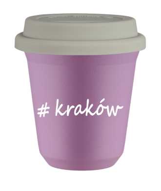 Kubek 80 ml LILIOWY Kraków z pokrywką biala