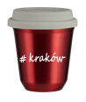 Kubek 240 ml CZERWONY METALIC Kraków z pokrywką biala kubek termiczny na kawe | 75,00 zł