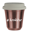 Kubek 240 ml RÓŻOWE ZŁOTO Kraków z pokrywką biala kubek termiczny na kawe | 75,00 zł