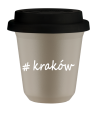 Kubek 240 ml BEŻOWY Kraków z pokrywką czarna kubek termiczny na kawe | 75,00 zł