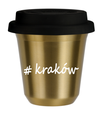 Kubek 80 ml ZŁOTY Kraków z pokrywką czarna