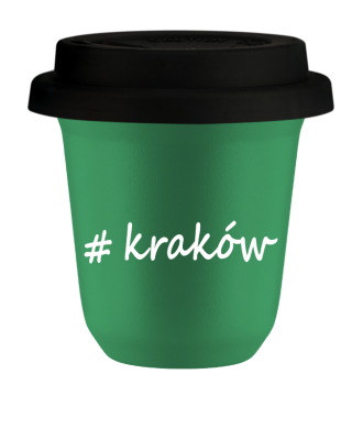 Kubek 80 ml ZIELONY Kraków z pokrywką czarna