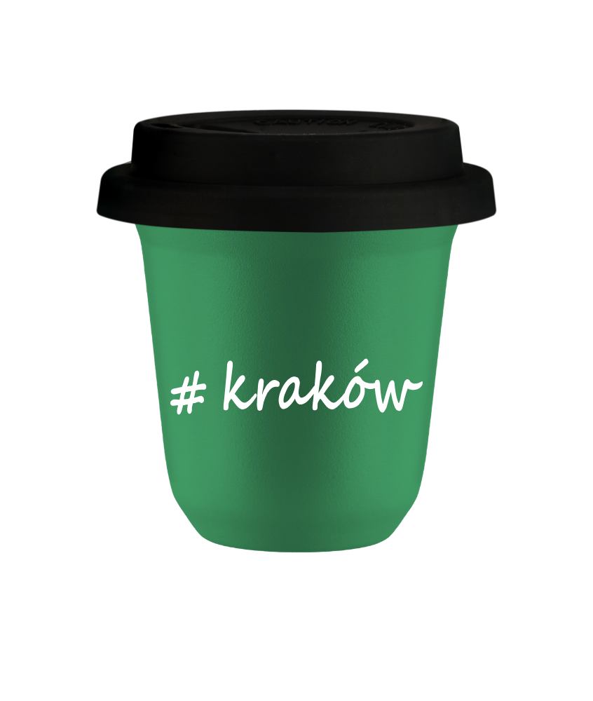 Kubek 150 ml ZIELONY Kraków z pokrywką czarna kubek termiczny na kawe | 70,00 zł