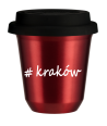 Kubek 240 ml CZERWONY METALIC Kraków z pokrywką czarna kubek termiczny na kawe | 75,00 zł