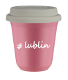 Kubek 150 ml RÓŻOWY Lublin z pokrywką biala kubek termiczny na kawe | 70,00 zł