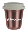 Kubek 150 ml RÓŻOWE ZŁOTO Lublin z pokrywką biala kubek termiczny na kawe | 70,00 zł