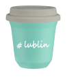Kubek 150 ml TURKUSOWY Lublin z pokrywką biala kubek termiczny na kawe | 70,00 zł