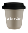 Kubek 240 ml BEŻOWY Lublin z pokrywką czarna kubek termiczny na kawe | 75,00 zł