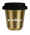Kubek 150 ml ZŁOTY Lublin z pokrywką czarna kubek termiczny na kawe | 70,00 zł