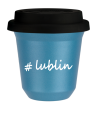 Kubek 150 ml BŁĘKITNY METALIC Lublin z pokrywką czarna kubek termiczny na kawe | 70,00 zł