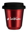Kubek 150 ml CZERWONY METALIC Lublin z pokrywką czarna kubek termiczny na kawe | 70,00 zł
