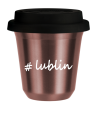 Kubek 150 ml RÓŻOWE ZŁOTO Lublin z pokrywką czarna kubek termiczny na kawe | 70,00 zł