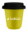 Kubek 150 ml ŻÓŁTY Lublin z pokrywką czarna kubek termiczny na kawe | 70,00 zł
