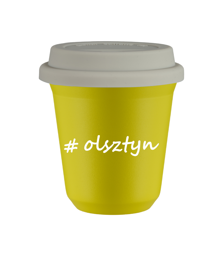 Kubek 150 ml ŻÓŁTY Olsztyn z pokrywką biala kubek termiczny na kawe | 70,00 zł Kubek 150 ml ŻÓŁTY Olsztyn z pokrywką biala kubek termiczny na kawe | 70,00 zł