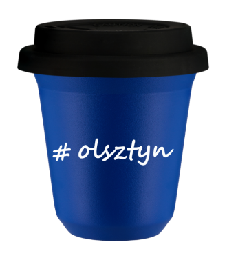 Kubek 80 ml NIEBIESKI Olsztyn z pokrywką czarna