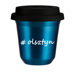 Cup 150 ml METALLIC BLUE "Olsztyn", with black lid