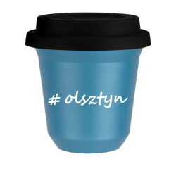 Cup 80 ml METALLIC LIGHT BLUE "Olsztyn", with black lid